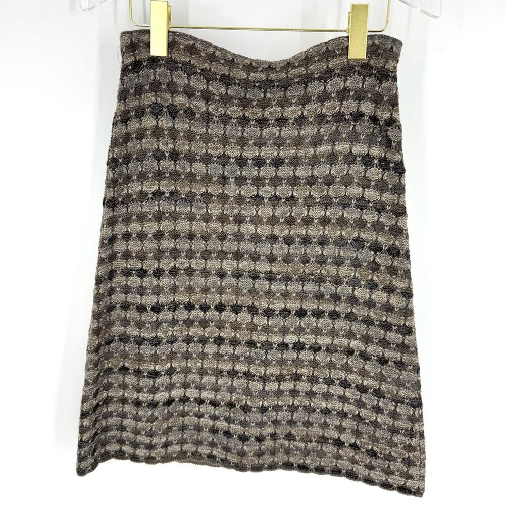 Beyond Threads Peru Alpaca Wool Blend Patterned A-Line Skirt Brown Beige Size XS